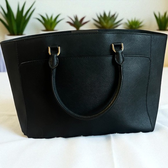 Michael Kors Black Saffiano Leather East West Tote Bag Handbag Large - Picture 2 of 10